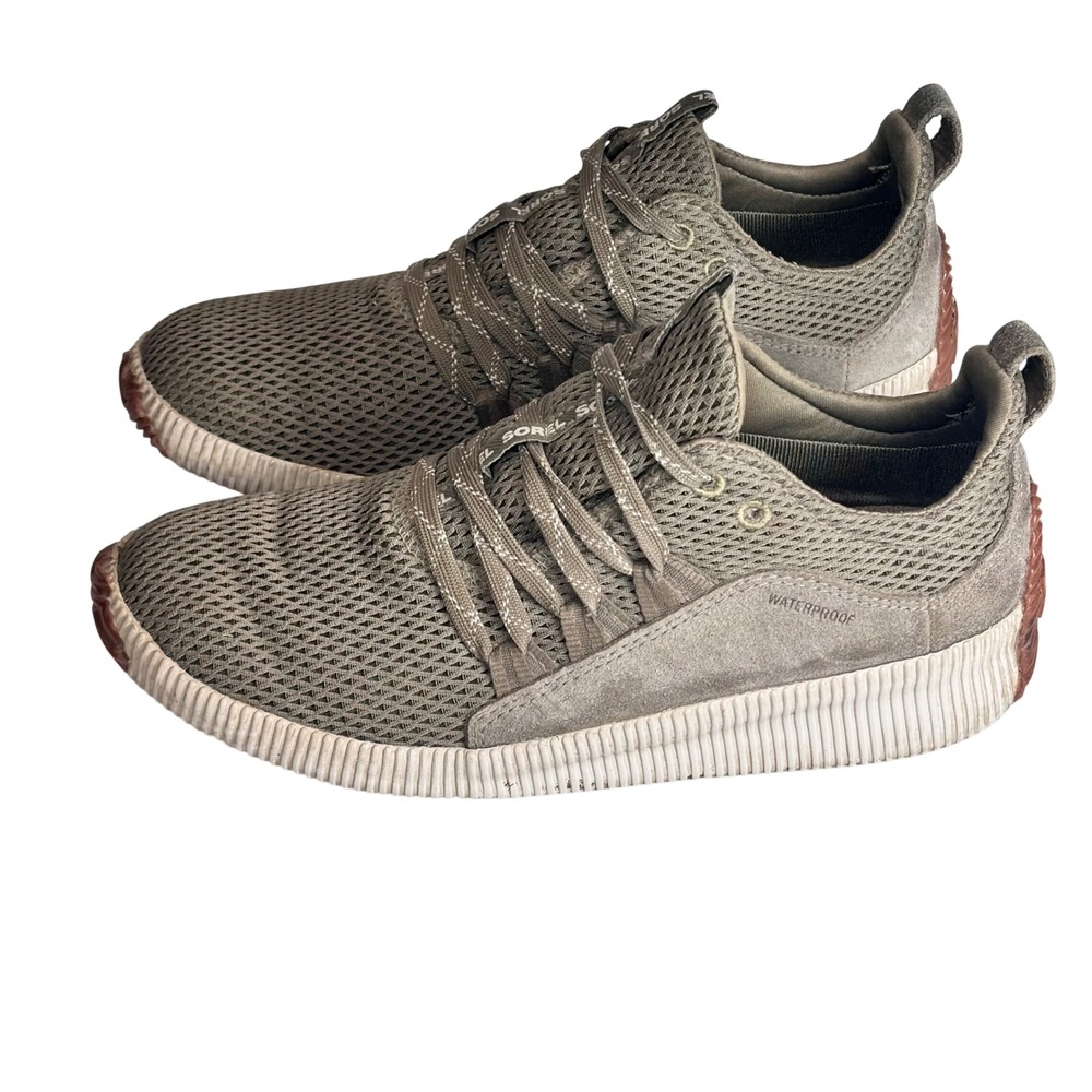 Sorel Out N About Plus Sneaker‎ Sage Green Waterproof Mesh Suede Womens 7.5